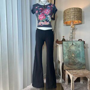 Y2k Derek Heart Rhinestone Flare Pants